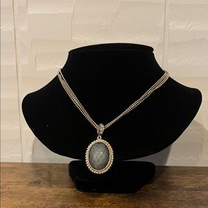 #90 Chico's Silver and Gray Pendant Necklace